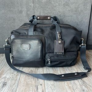 TUMI Alpha Bravo Grissom Black Brown Travel Satchel Carryon Suitcase